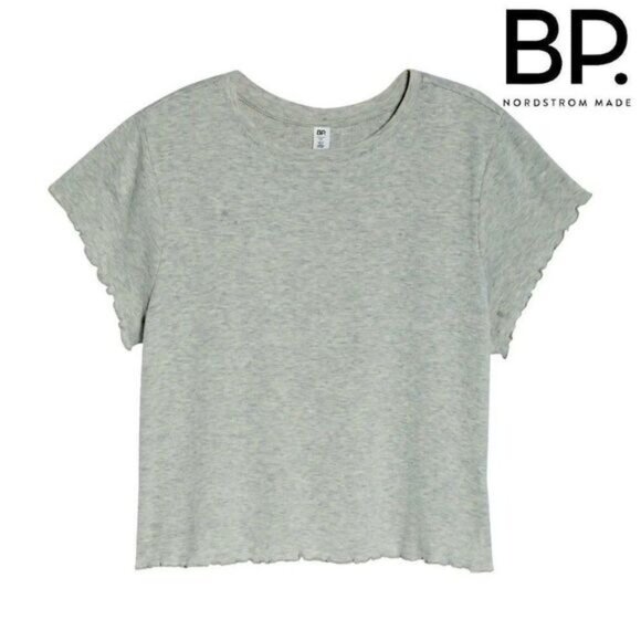 BP.‎ Women's Crewneck Ribbed Casual Baby Grey Light Heather T-Shirt NWT - Picture 4 of 5
